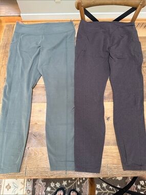 2 Pairs of Pact Pocket Leggings - Castor Green and Chocolate Heather (Size L)